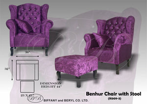 Benhur Accent Chair w/ Stool w/ Crystals