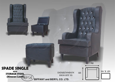 Spade Accent Chair w/  Storage Stool