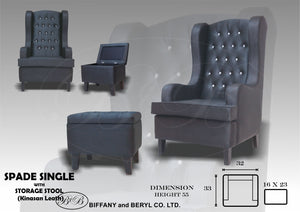 Spade Accent Chair w/  Storage Stool
